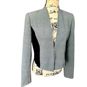 Tahari Cierra Black White Blend Short Fitted Blazer Sz 10